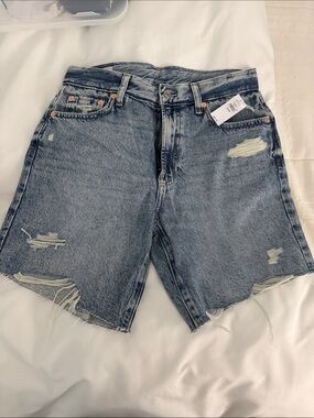 GAP Distressed Light Blue Denim Bermuda Shorts